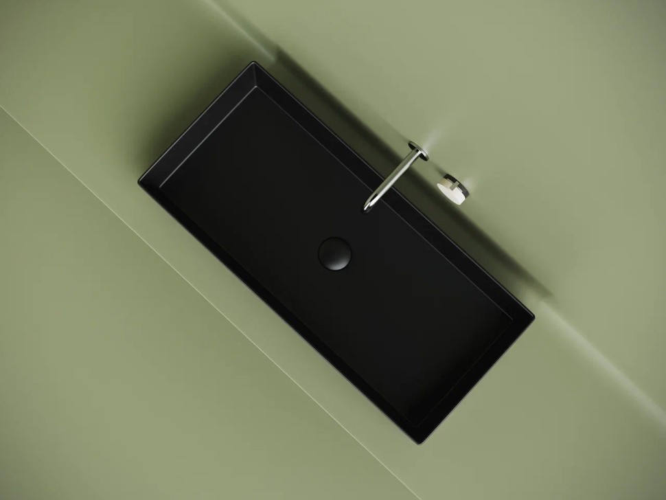 Раковина накладная прямоугольная 801x361x130, цвет черный матовый