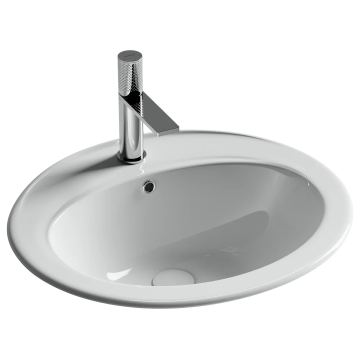 Раковина встраиваемая сверху CERAMICANOVA Sun с отверстием слива - перелива овальной формы 565x495x200 мм цвет белый арт. CN6079