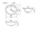 Раковина встраиваемая сверху CERAMICANOVA Sun с отверстием слива - перелива овальной формы 565x495x200 мм цвет белый арт. CN6079