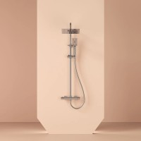 Душевая стойка SANCOS KANEDO с термостатом с верхним душем 248x248 мм ручным душем 110 мм 4 режима хром SC7100CH