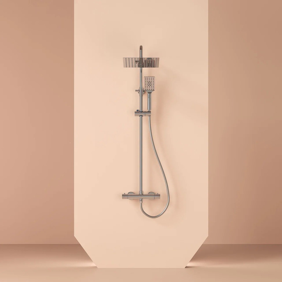 Душевая стойка SANCOS KANEDO с термостатом с верхним душем 248x248 мм ручным душем 110 мм 4 режима хром SC7100CH