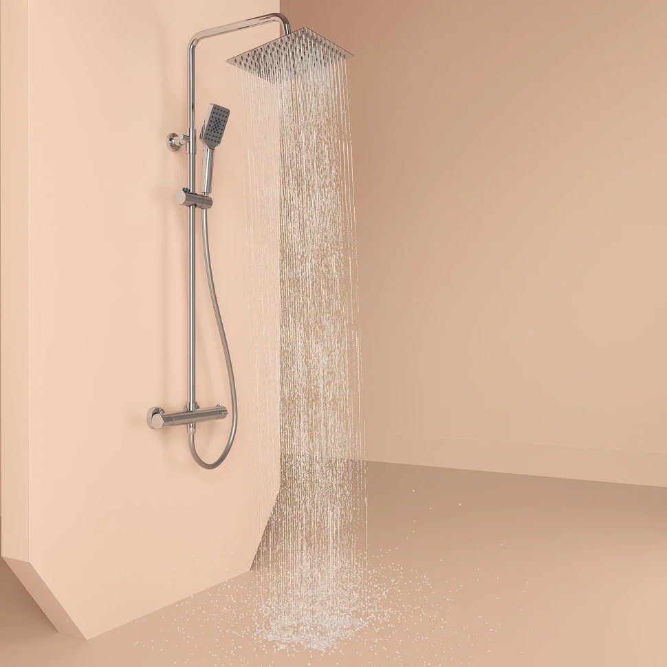 Душевая стойка SANCOS KANEDO с термостатом с верхним душем 248x248 мм ручным душем 110 мм 4 режима хром SC7100CH