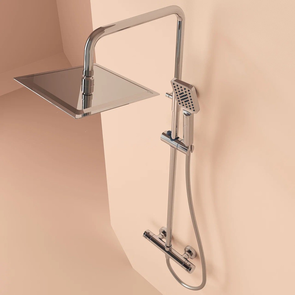 Душевая стойка SANCOS KANEDO с термостатом с верхним душем 248x248 мм ручным душем 110 мм 4 режима хром SC7100CH