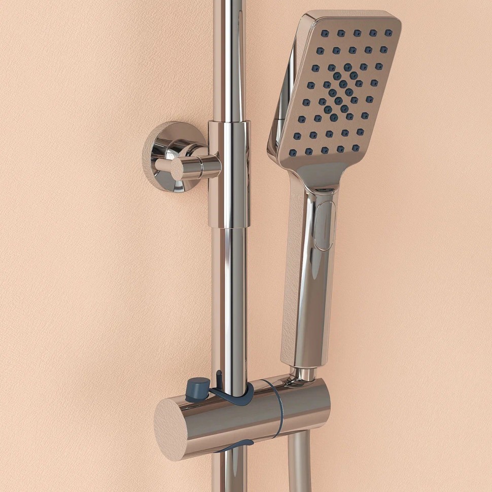 Душевая стойка SANCOS KANEDO с термостатом с верхним душем 248x248 мм ручным душем 110 мм 4 режима хром SC7100CH