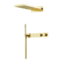 Душевой комплект с термостатом SANCOS Linn, с внутренней частью, брашированное золото, PVD покрытие, арт. SC9023BG