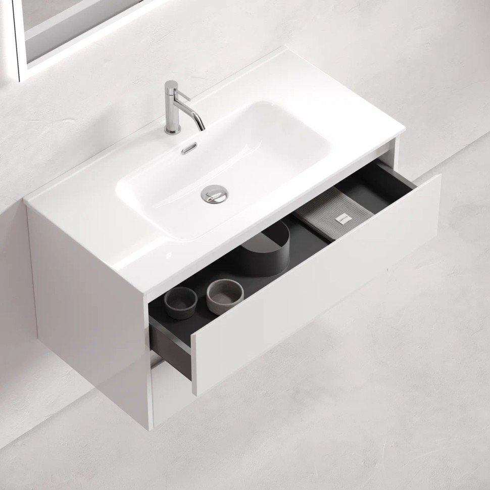 Тумба подвесная SANCOS Libra 990х450х500, c двумя ящиками оснащенными доводчиками, белый глянец , арт. LB100W