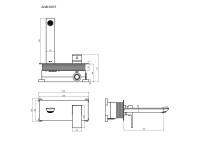 AQM6815GG Savona Смеситель для раковины, настен., на 2 отв., комплект, золото