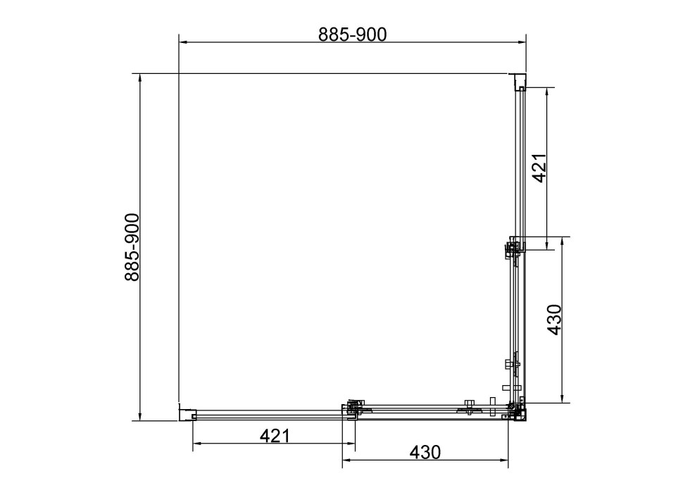 Душевой уголок Слим 8мм (Slim 8mm) VSS-4SL900CLB, 900*900, черный матовый, стекло прозрачное