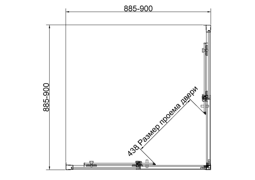 Душевой уголок Слим 8мм (Slim 8mm) VSS-4SL900CLB, 900*900, черный матовый, стекло прозрачное