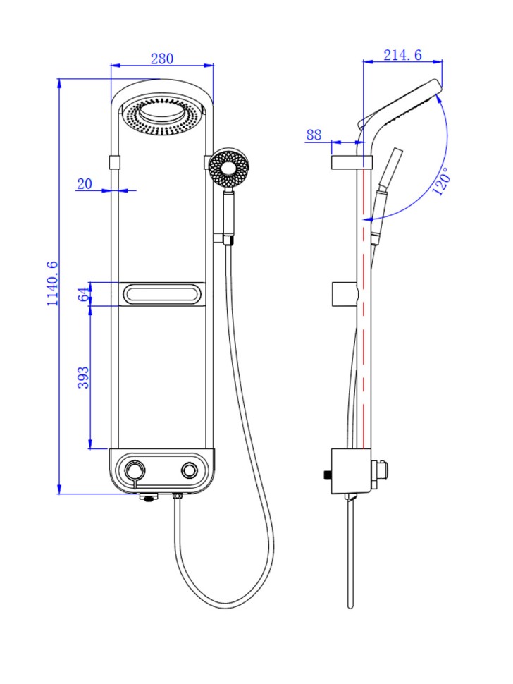 AQM 8004W Душевая система для душа с термостатом, Белый
