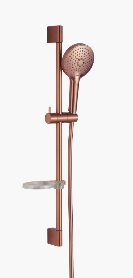 AQM8101BG Душевой гарнитур H=790мм, O120 мм, 3 режима, мыльница, шланг 1500мм, медь шлифованная