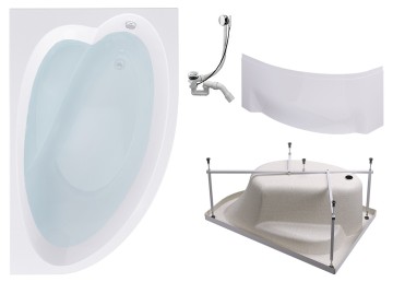 Комплект Акриловая ванна TIMO IVA1595R 150*95*70+Каркас + Слив-перелив+Фронтальная панель