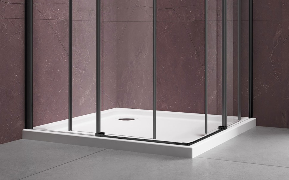 Душевой уголок Dice VSS-4D100CLB, 1000*1000, черный, стекло прозрачное