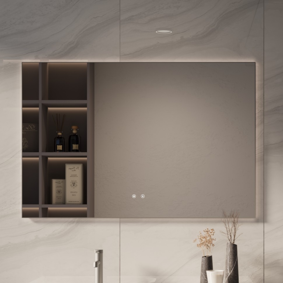 Зеркало Vincea LED VLM-4F120GM-2 1200х800 c сенсорным выключателем, антизапотевание, вороненая сталь