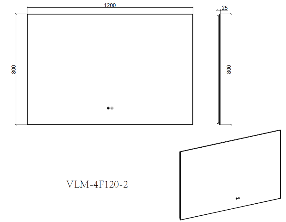Зеркало Vincea LED VLM-4F120GM-2 1200х800 c сенсорным выключателем, антизапотевание, вороненая сталь