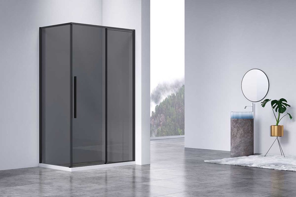 Душевой уголок Slim-N VSR-4SN9014CGB, 1400*900, черный, стекло тонированное