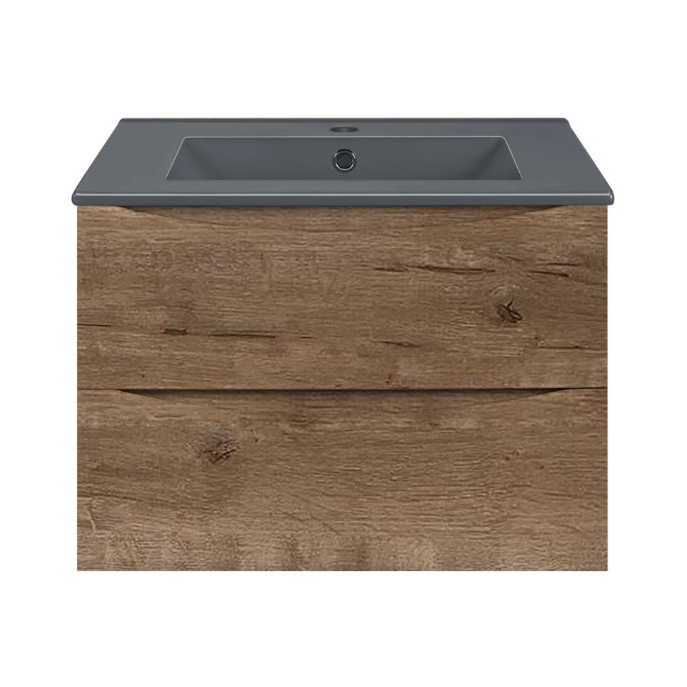 База под керамическую раковину Mia 600 подвесная, 2 выкатных ящика soft close, V.Oak