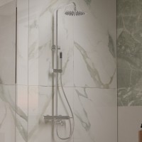 Душевая стойка Villa VSFS-1VL1CH с изливом, 25см верх. душ из нерж. стали, хром