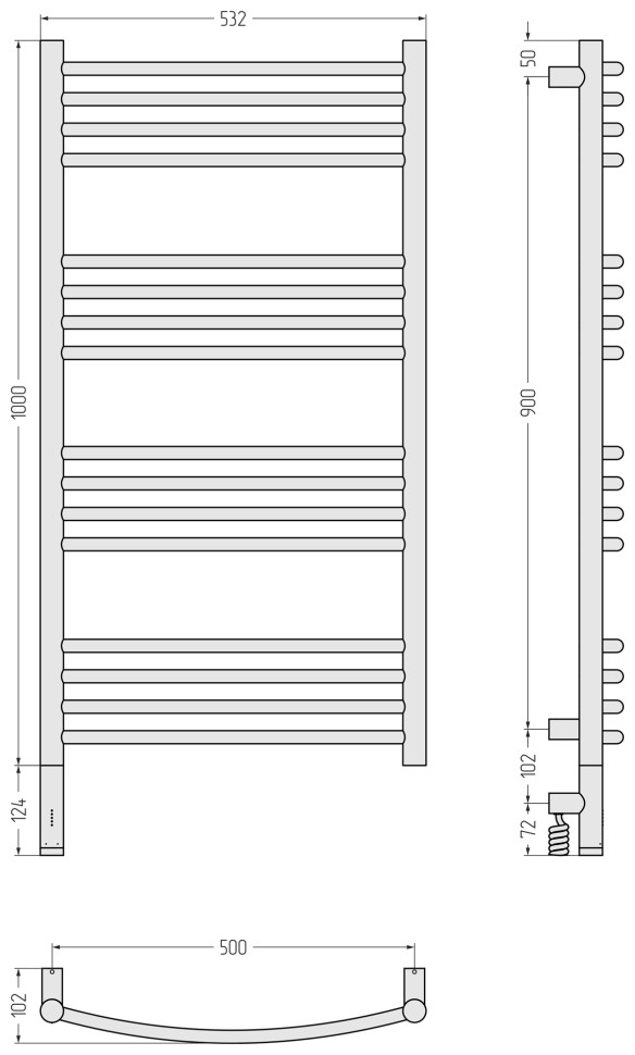 Богема 3.1 выгнутая 1000х500 МЭМ левый