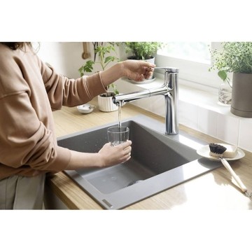 Смеситель Hansgrohe Zesis для кухни, 1 отверстие, с вытяжным душем, sВох litе, цвет: хром 74804000