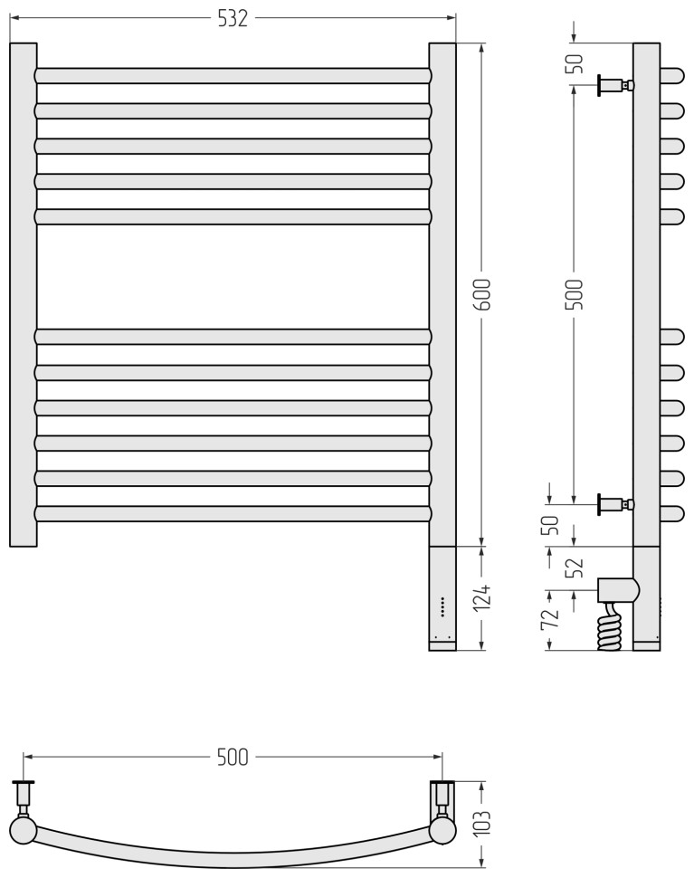 Богема 3.0 выгнутая 600х500 МЭМ правый