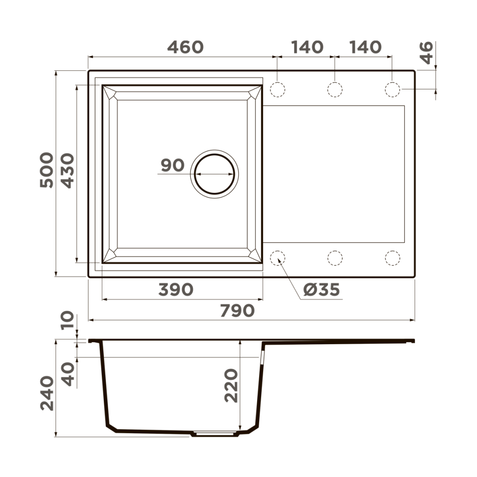 Кухонная мойка Omoikiri Sakaime 79-PL Tetogranit/платина