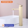 Смеситель Prohanss высокий для умывальника P30.15.03 Сатин золотой