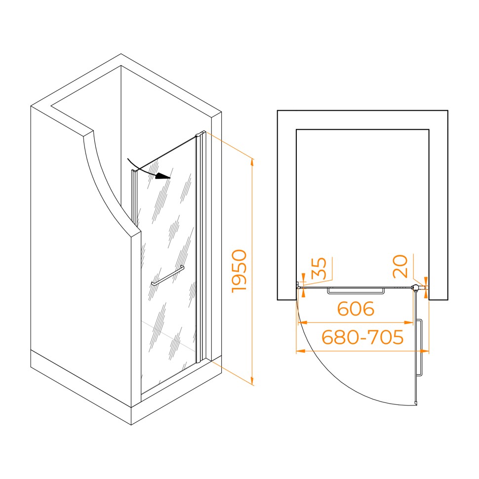 Душевая дверь RGW PA-103 (Прозрачное, 700)