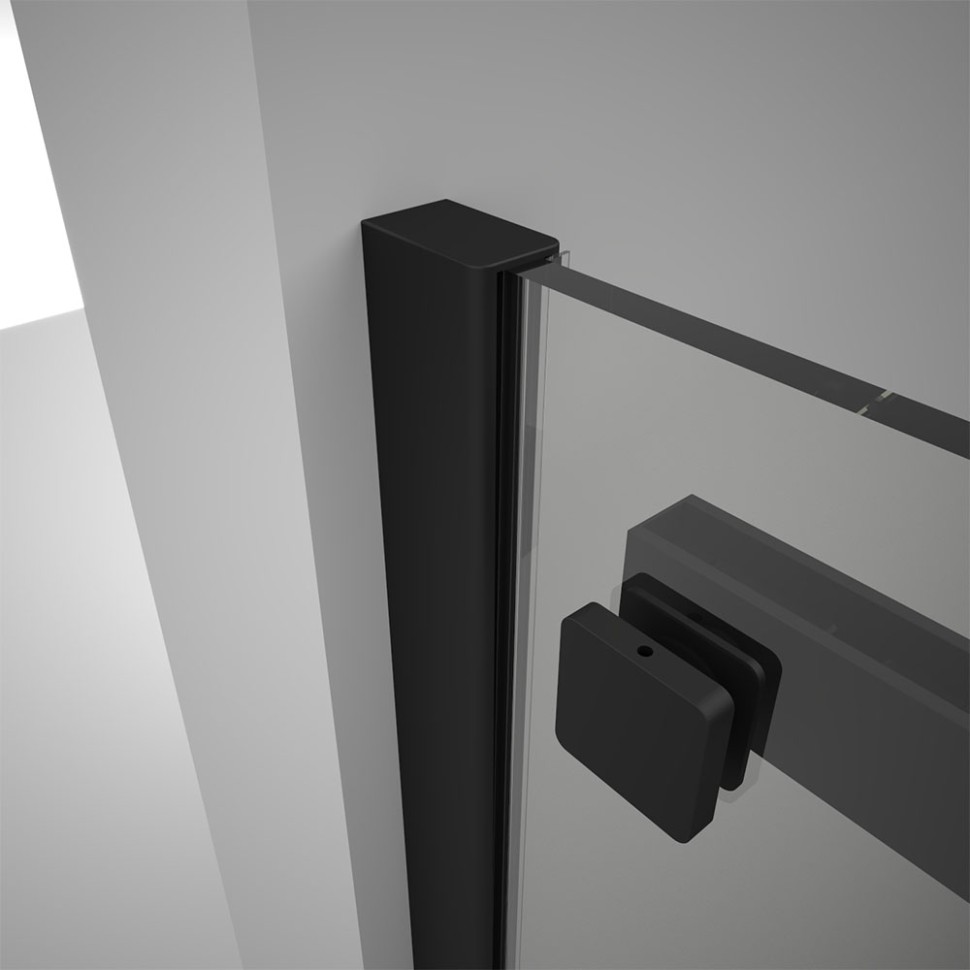 Душевой угол Veconi Rovigo RV-075B, 1600х900х2000 черный матовый, стекло прозрачное