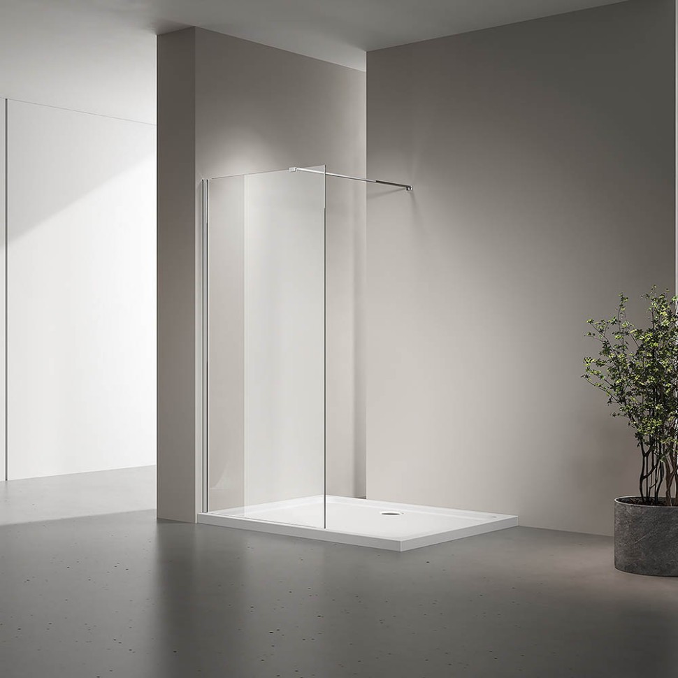 Душевая перегородка Veconi Korato KR-72, 1100x2000, хром, стекло прозрачное New