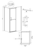 Душевое ограждение Grossman Pragma 100.K33.03.100.42.00- 200.K33.03.90.42.00 (100х90х195) распашная,графит сатин,стекло прозрачное,2 места