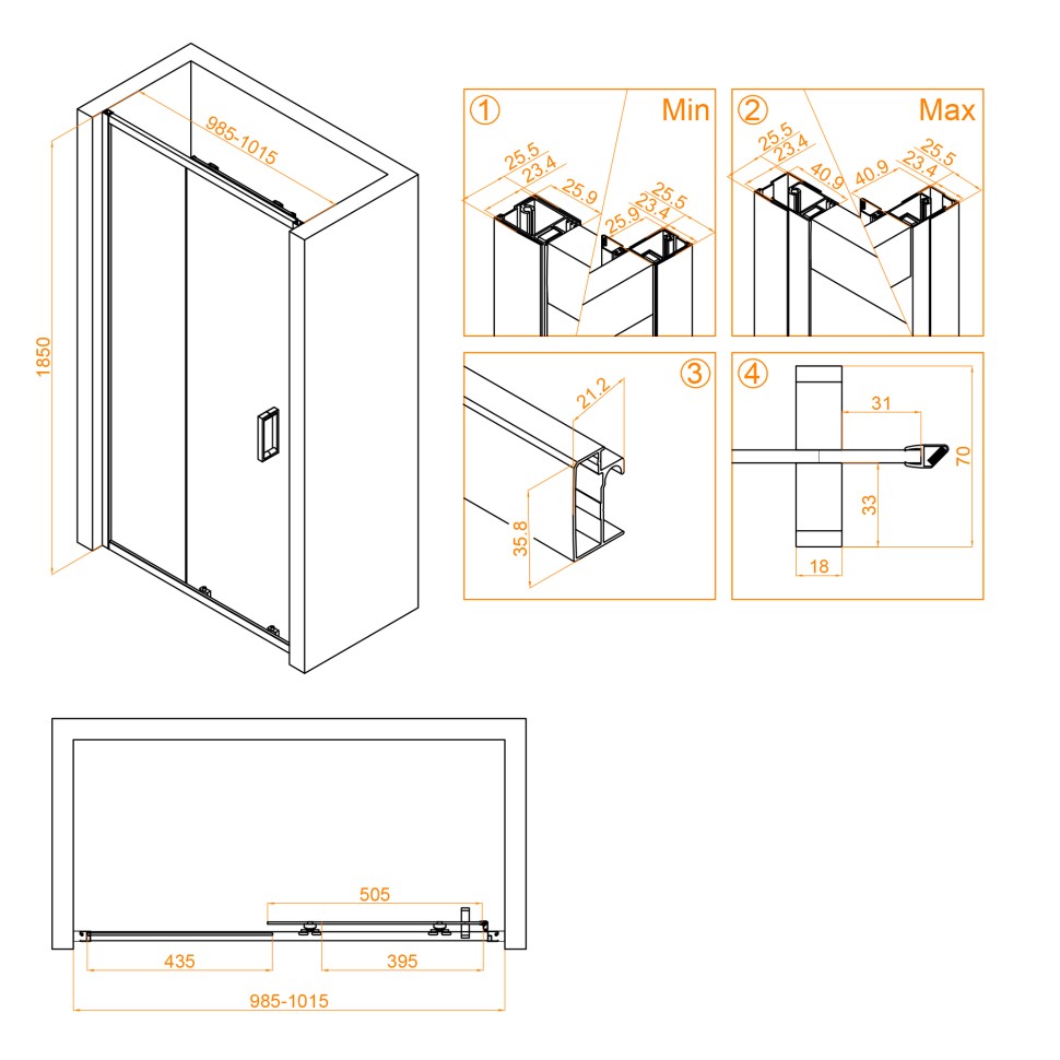 Душевая дверь RGW CL-14B (Прозрачное, 1000)