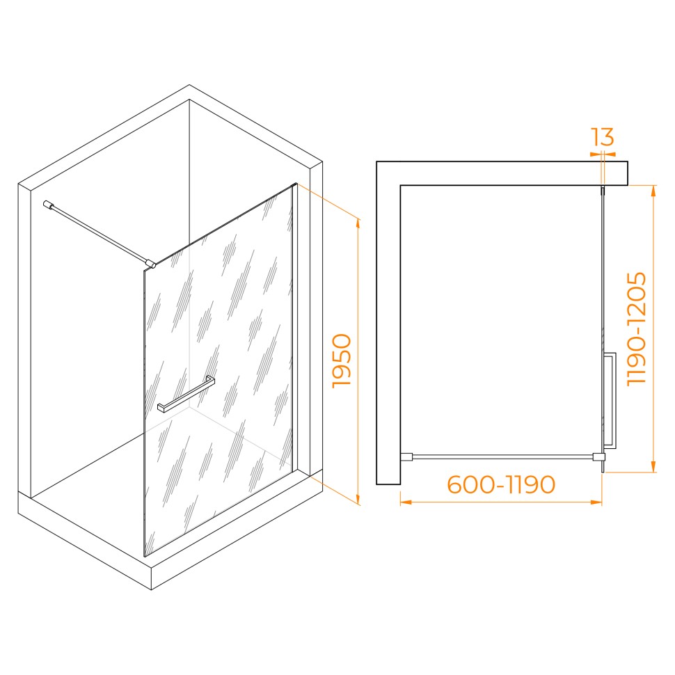 Душевая перегородка RGW WA-040 (Прозрачное, 1200)