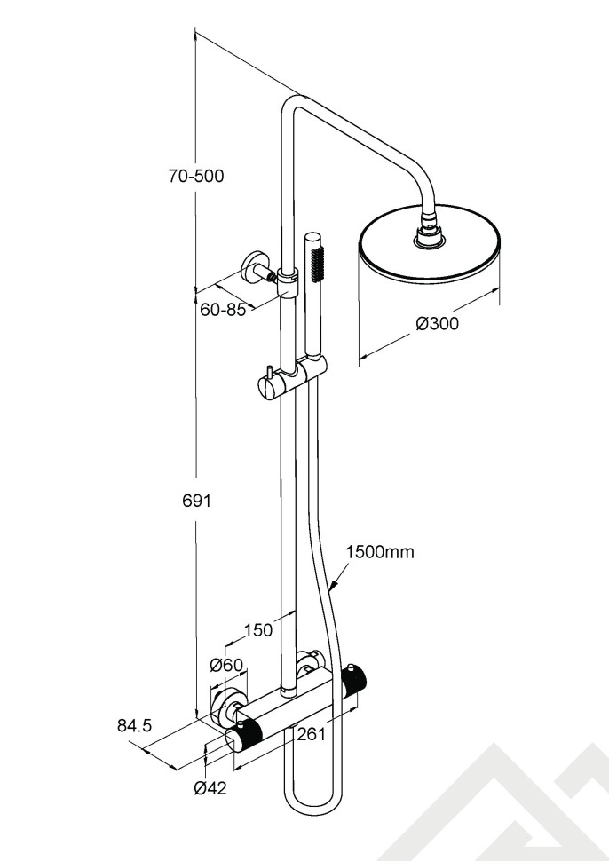 Душевая система MILLEAU Tissage ML8075BK.DT-CR (Cool touch) без излива, Хром