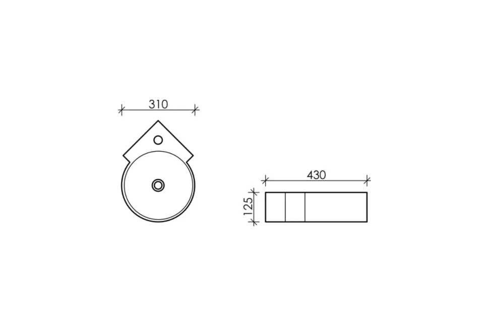 Умывальник подвесной угловой Element 310x430x125мм