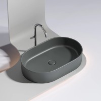 Умывальник чаша накладная овальная (цвет Темный Антрацит Матовый) Element 608x385x122мм