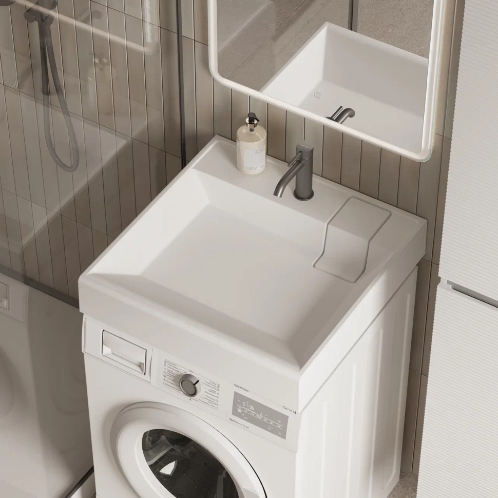 Раковина над стиральной машиной CERAMICANOVA Quattro 600x600x123 мм, с кронштейнами, белый, арт. CN0101