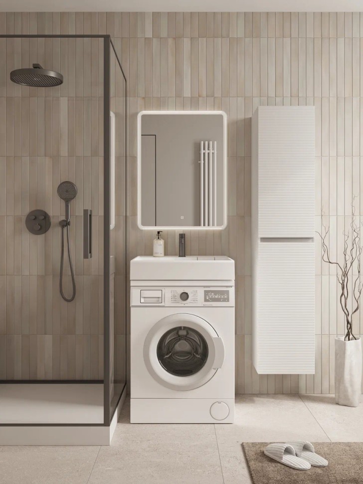 Раковина над стиральной машиной CERAMICANOVA Quattro 600x600x123 мм, с кронштейнами, белый, арт. CN0101