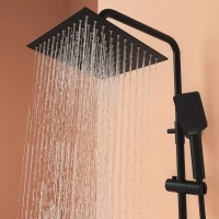 Душевая стойка SANCOS KANEDO с термостатом с верхним душем 248x248 мм ручным душем 110 мм 4 режима черный матовый SC7100MB