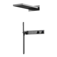 Душевой комплект с термостатом SANCOS Linn, с внутренней частью, вороненая сталь арт. SC9023GG