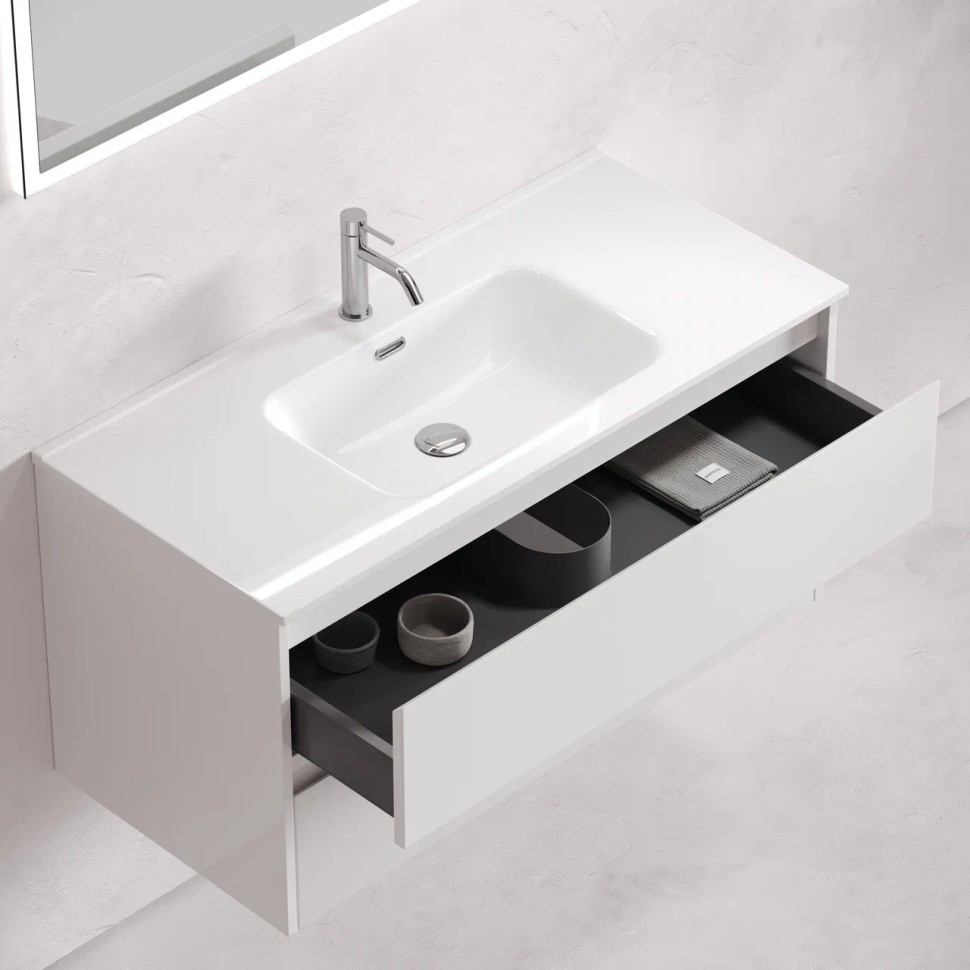 Тумба подвесная SANCOS Libra 1190х450х500, c двумя ящиками оснащенными доводчиками, белый глянец , арт. LB120-1W