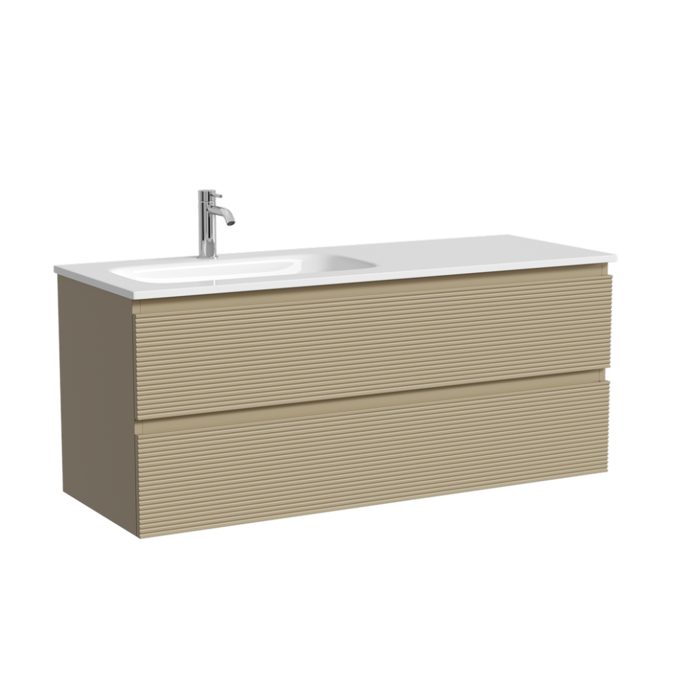 Тумба подвесная SANCOS Folk левая 1190х445х500, c двумя ящиками оснащенными доводчиками, Капучино, арт.FL120LCP