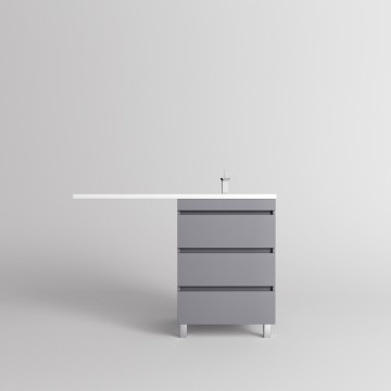 Тумба напольная STYLELINE "Даллас ЛЕОН 120" (3 ящ.) Люкс серая, PLUS с раковиной ESTETUS ЛЕОН 1200*549 правый