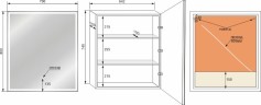 Зеркало STYLE LINE-шкаф "КВАРТЕТ 70*80" с подсветкой, сенсор на зеркале