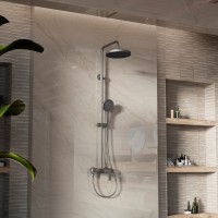 Душевая стойка VSFS-413GM с изливом, вороненая сталь