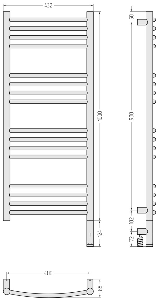 Богема 3.1 выгнутая 1000х400 МЭМ правый