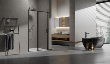 Душевая дверь Слим (Slim) VDS-6SL120CLB, 1200, черный, стекло прозрачное