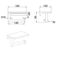 AQM7209MB Trento Держатель туалетной бумаги с полкой, черный матовый