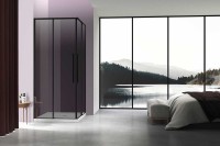 Душевой уголок Slim-N VSS-4SN900CGB, 900*900, черный, стекло тонированное