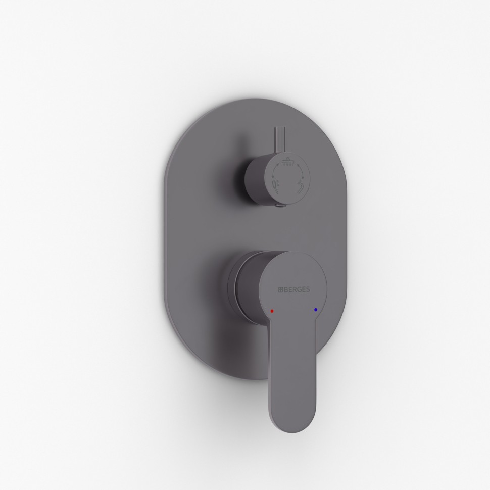 Душевой комплект BERGES NARDIS 3R, поворотный излив, оружейная сталь